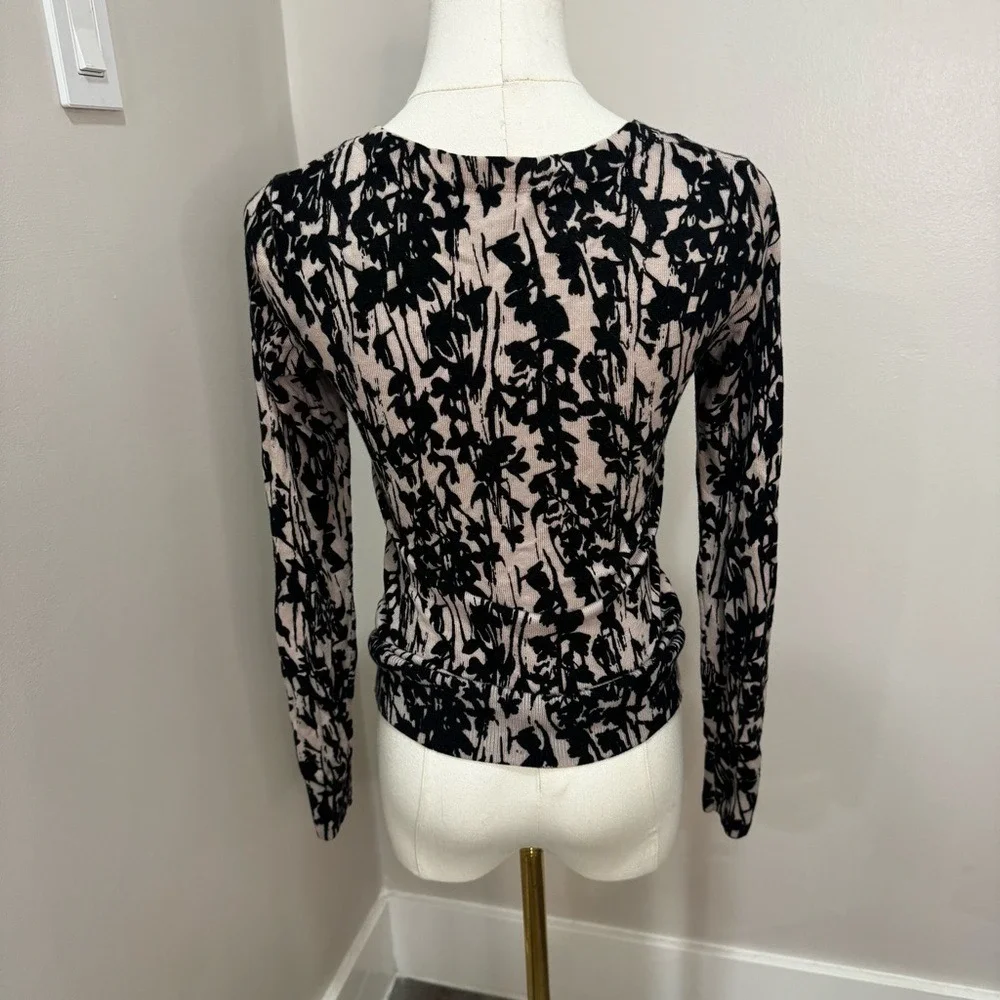H&M Black and Cream Patterned‎ Cardigan XS